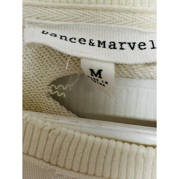 Dance & Marvel Womens Medium Cream Sweatshirt Distressed Slashed Cut Up - Picture 7 of 9